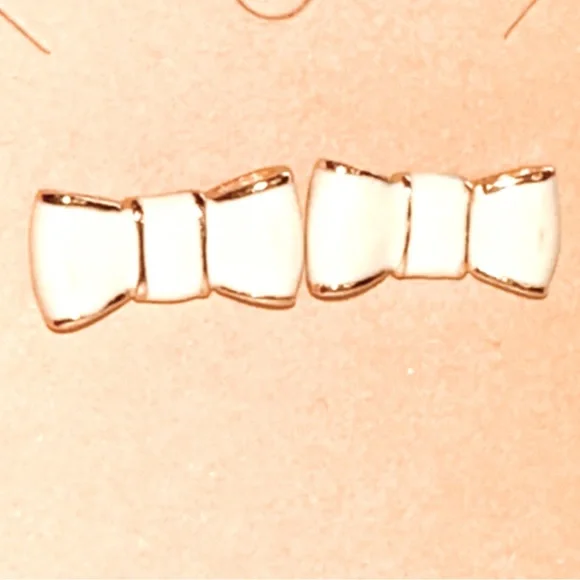 Kate Spade - Take a Bow Post Earrings, cream and gold - Picture 3 of 5